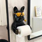 French Bulldog Toilet Paper Holder Wall-Mounted Resin Bathroom Roll Rack