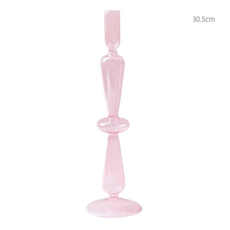 Handmade Nordic Glass Candlestick – Retro Candle Holder & Vase