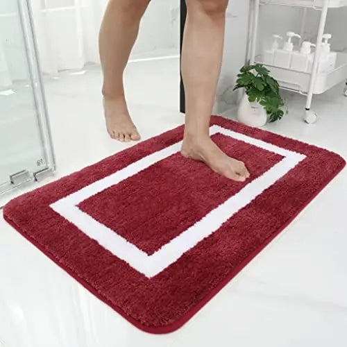 Absorbent Microfiber Bath Mat, Soft Plush Non-Slip Bathroom Rug, Thick Floor Mat for Shower, Toilet & Bedroom