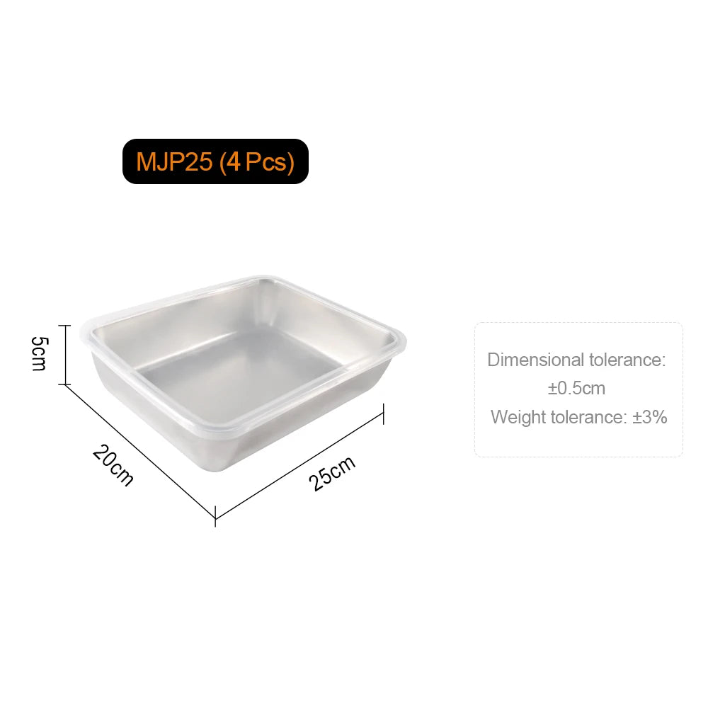 MTM 201 Stainless Steel Storage Trays – Eco-Friendly Korean Style, 4pcs Food Organizer