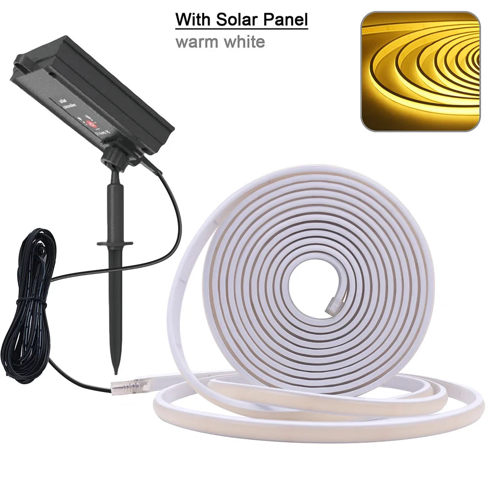 Solar COB LED Strip Light 320 LEDs/m Warm/Natural/Cold White IP67 Waterproof