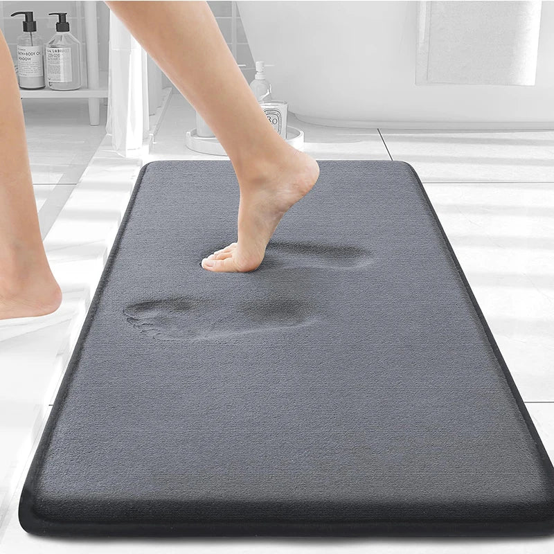 Homaxy Memory Foam Solid Color Bathroom Mat Floor Mat Indoor Non Slip Door Mat Dirt Trap Absorbs Water Comfortable Bathroom Mat