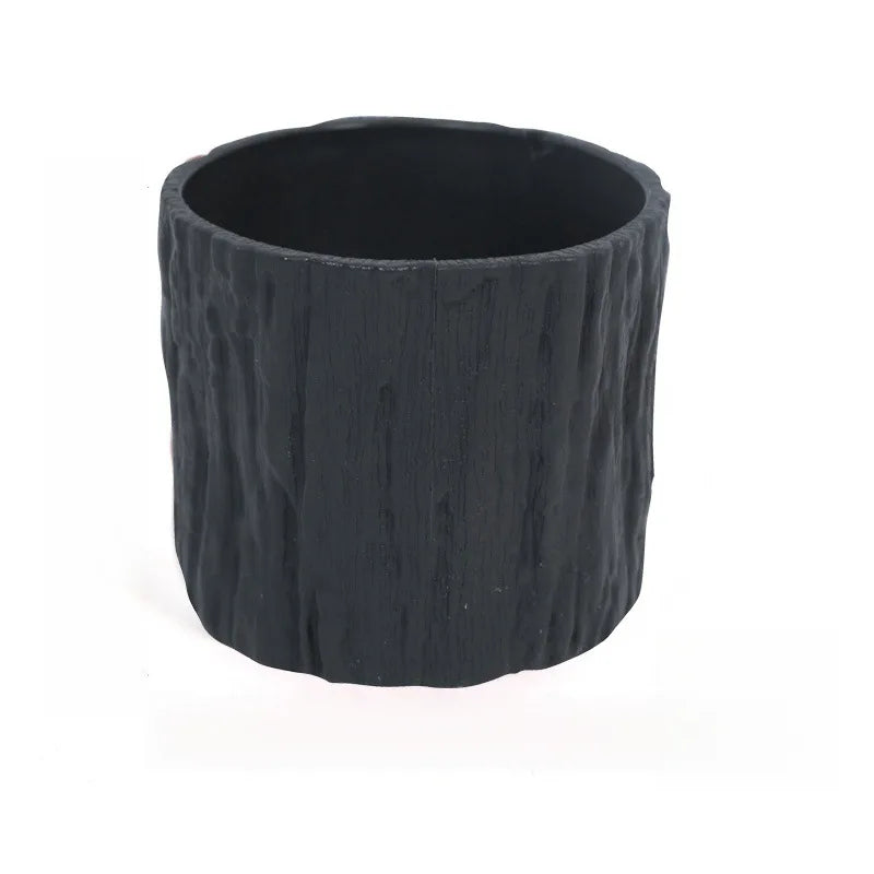 Mini Plastic Flower Pots Imitating Tree Bark