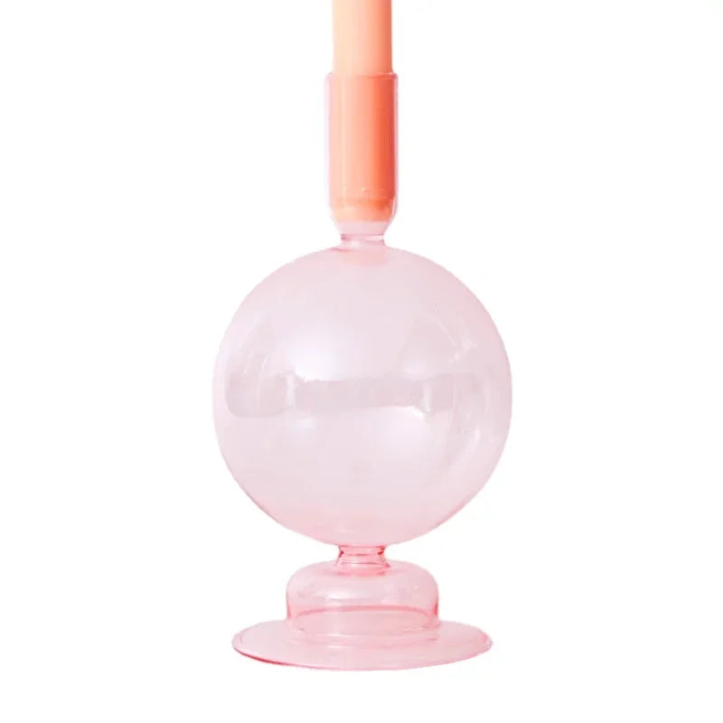 Handmade Nordic Glass Candlestick – Retro Candle Holder & Vase