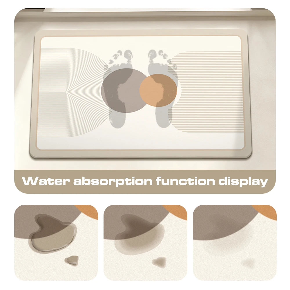 Absorbent Non-slip Bath Rug Quick Dry PVC Bathroom Rugs Fit Under Door-Bath Mats Floor Mat