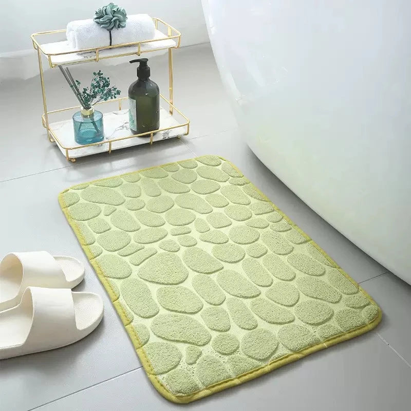 3D Bathroom Mat Non-Slip Pebble Embossed Absorbent Rug