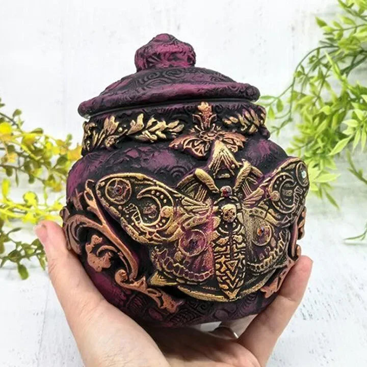 Vintage Witch Bottle Celestial Moon Resin Decor Vase Art
