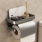 Drill-Free Wall-Mounted Aluminum Toilet Paper Holder Bathroom & Kitchen Tissue Rack
