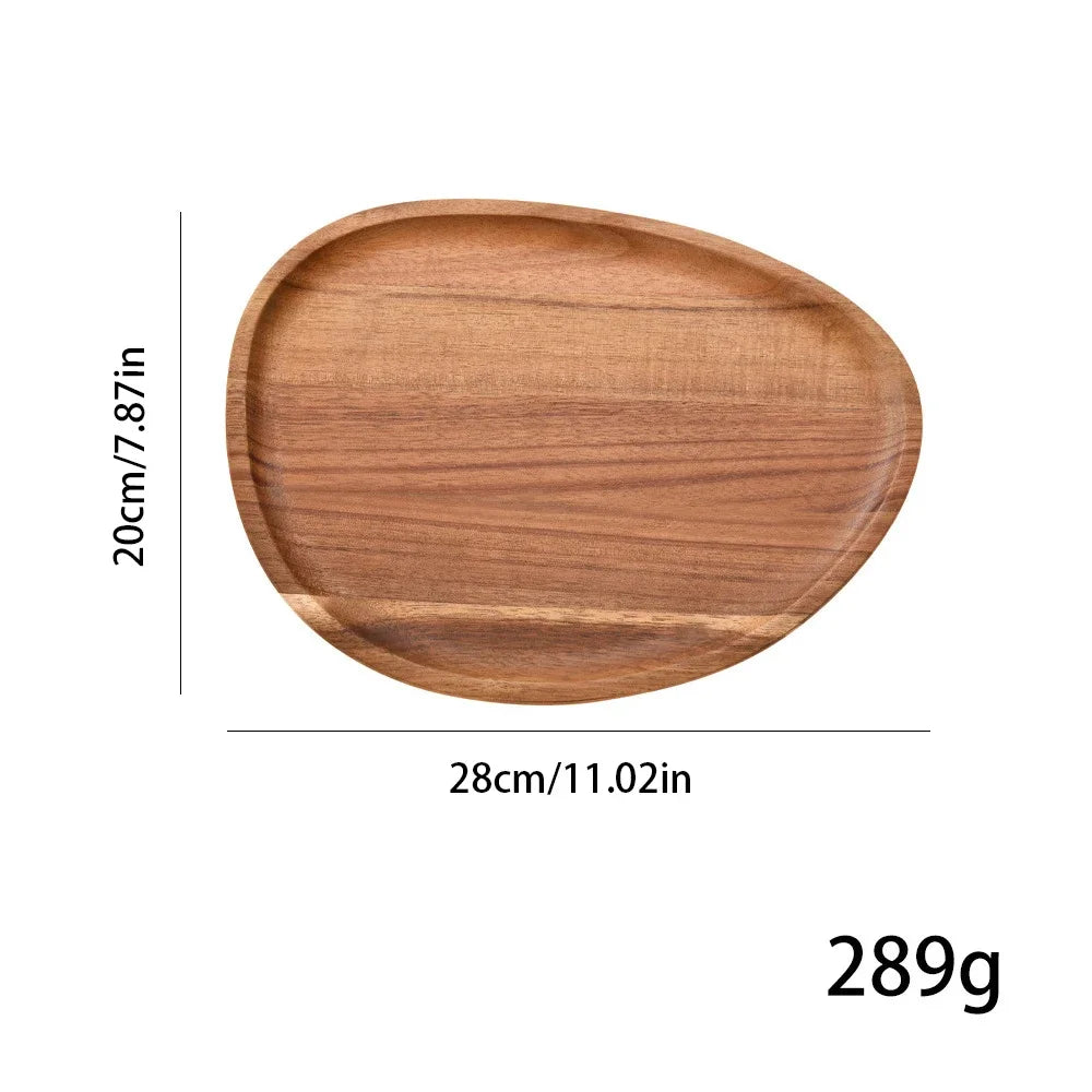 Round Wooden Serving Tray – Natural Wood Craft