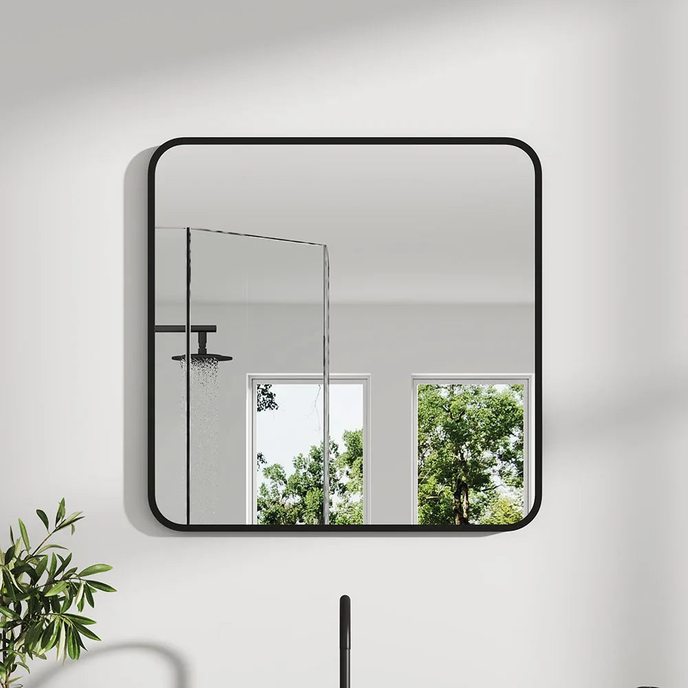 Modern Square Wall Mirror with Aluminum Alloy Frame Bathroom Decoration