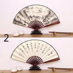 Silk & Bamboo Folding Fan Retro Decorative Handheld Fan 27x48cm