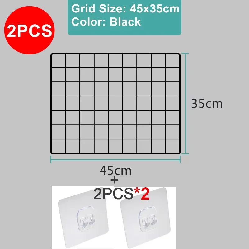 Metal Wall-Mounted Grid Shelf Organizer DIY Photo & Storage Rack