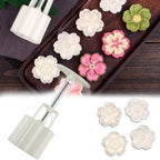 Mooncake Mold Set – Flower-Shaped Plastic Press for Baking & Fondant