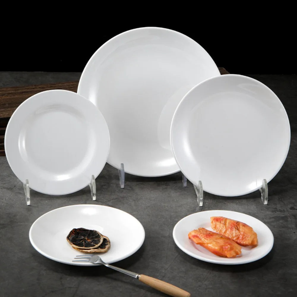 Round White Melamine Dish – Durable Plate for Home, Restaurant, Kitchen