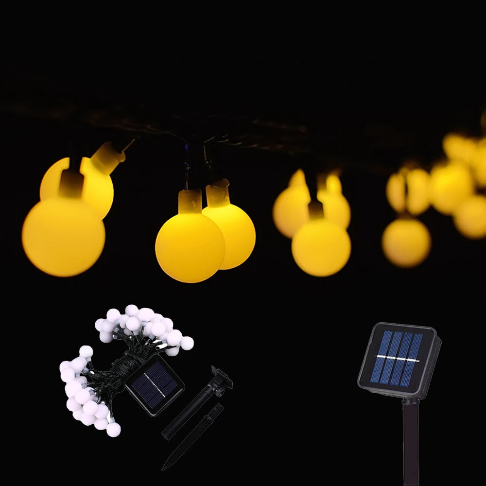 Solar LED Ball String Lights 5M IP65 Waterproof Holiday Decor