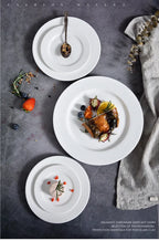 Round Ceramic Plate – Solid Porcelain Tableware for Home & Hotel