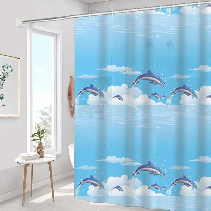 Modern PEVA Waterproof Shower Curtain 100x180cm – Leaf Print