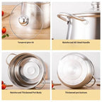 22cm Stainless Steel Stock Pot with Glass Cover – Soup & Kitchen Tool