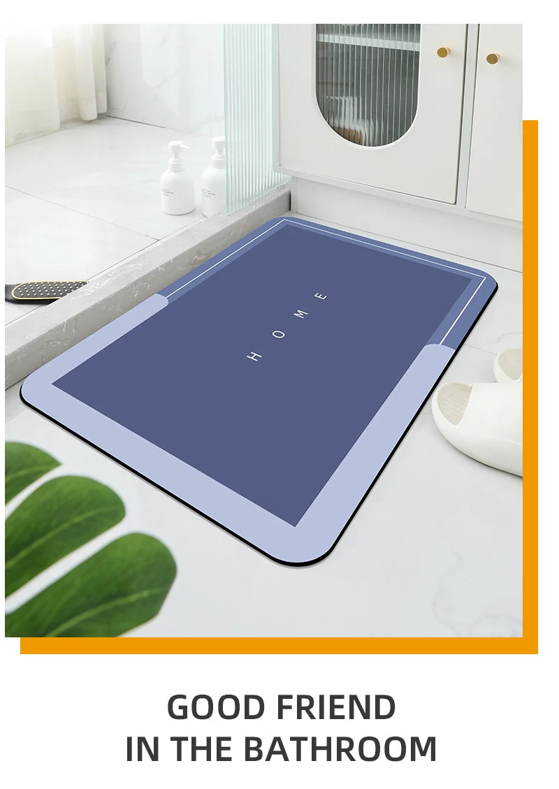 Diatomaceous Mud Bathroom Mat Anti-Slip Absorbent Quick-Dry Floor Rug Door Mat
