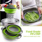 2PCS Silicone Folding Drain Basket – Square & Round Kitchen Strainer