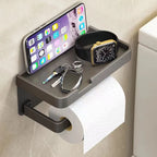 Drill-Free Wall-Mounted Aluminum Toilet Paper Holder Bathroom & Kitchen Tissue Rack