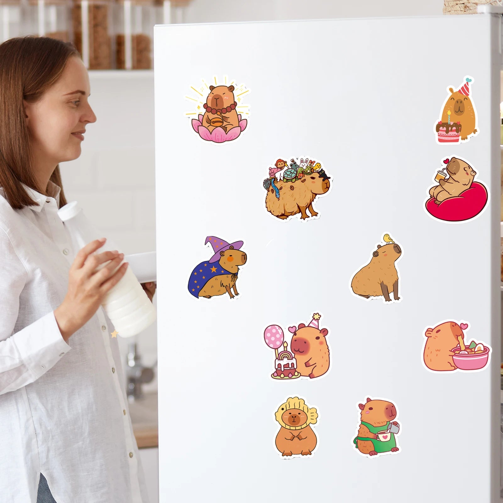 Cute Cartoon Animal Paper Stickers – 50-Pack Waterproof Decals