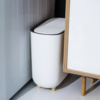 Narrow Press Ring Trash Can with Lid – Bathroom Gap Garbage Bin for Sorting