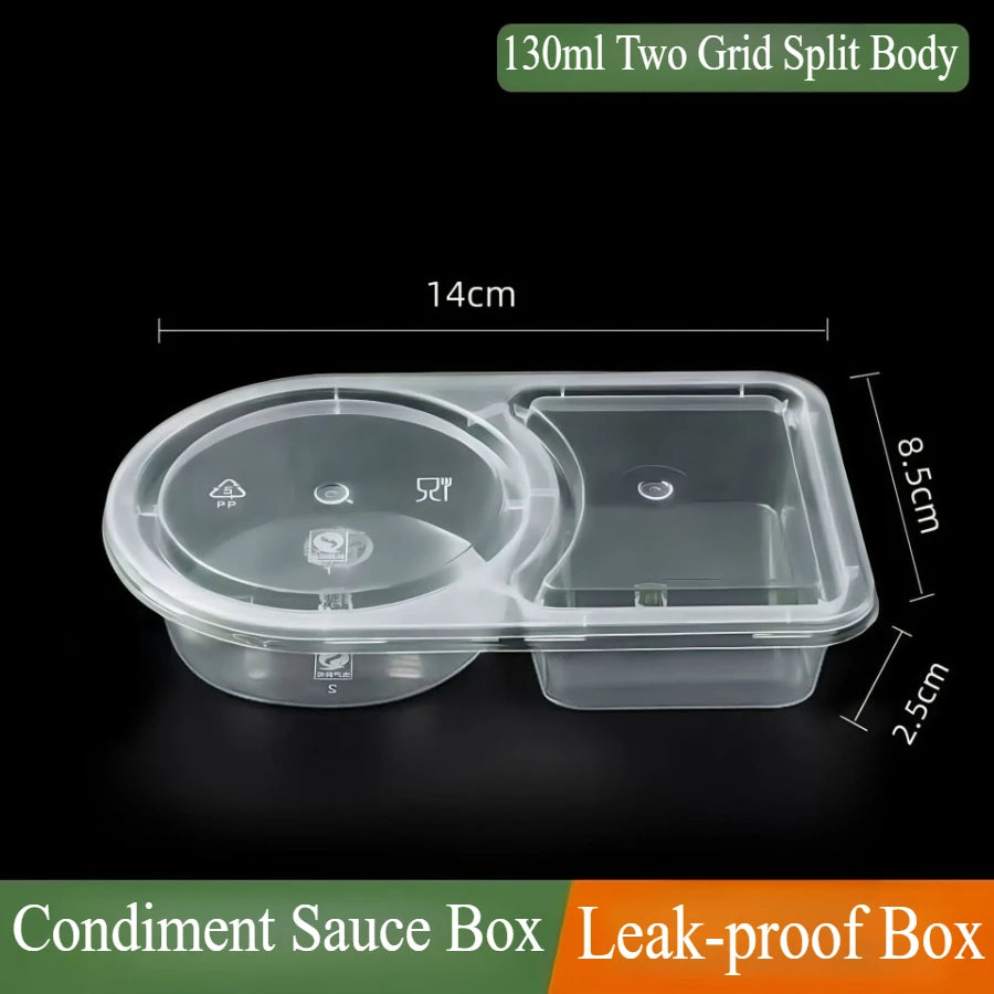 Reusable Double Compartment Snack & Condiment Container – Leak-Proof Plastic Storage Box