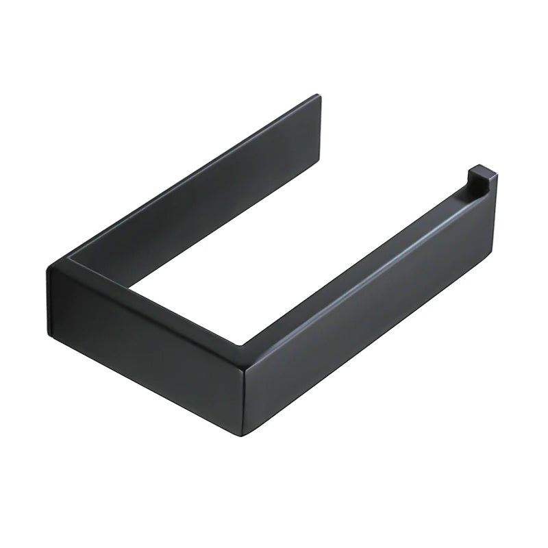 Black Self-Adhesive Toilet Paper Holder Stainless Steel Wall Mount Tissue Roll Rack