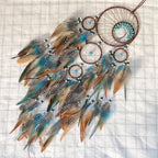 Auspicious Five Rings Dream Catcher Feather Wall Hanging Decor