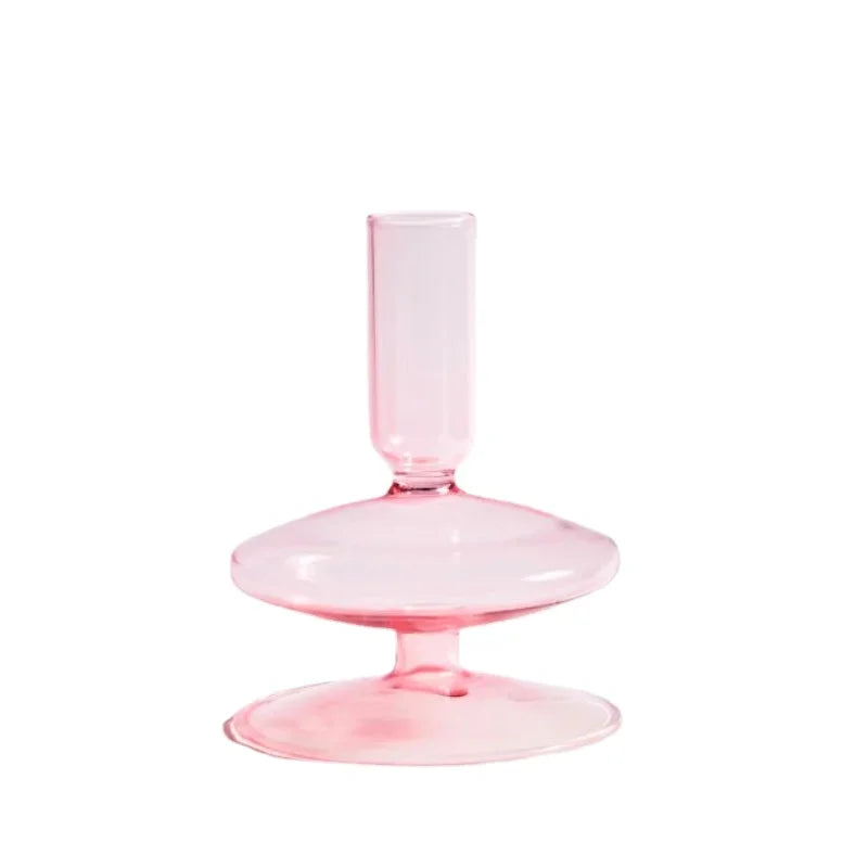 Handmade Nordic Glass Candlestick – Retro Candle Holder & Vase