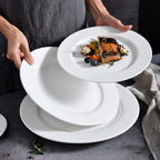 Round Ceramic Plate – Solid Porcelain Tableware for Home & Hotel