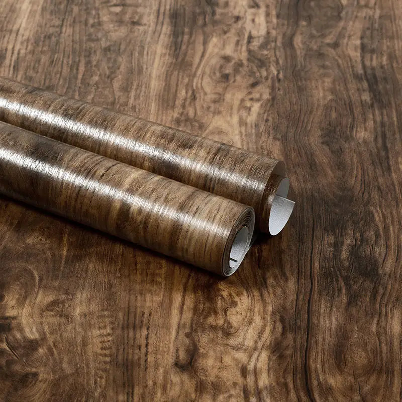 PVC Vinyl Wood Grain Wallpaper Self-Adhesive Waterproof 60cm Roll