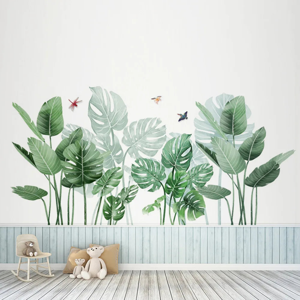 Tropical Plants Wall Decal Removable Vinyl Jungle Leaf Stickers for Home