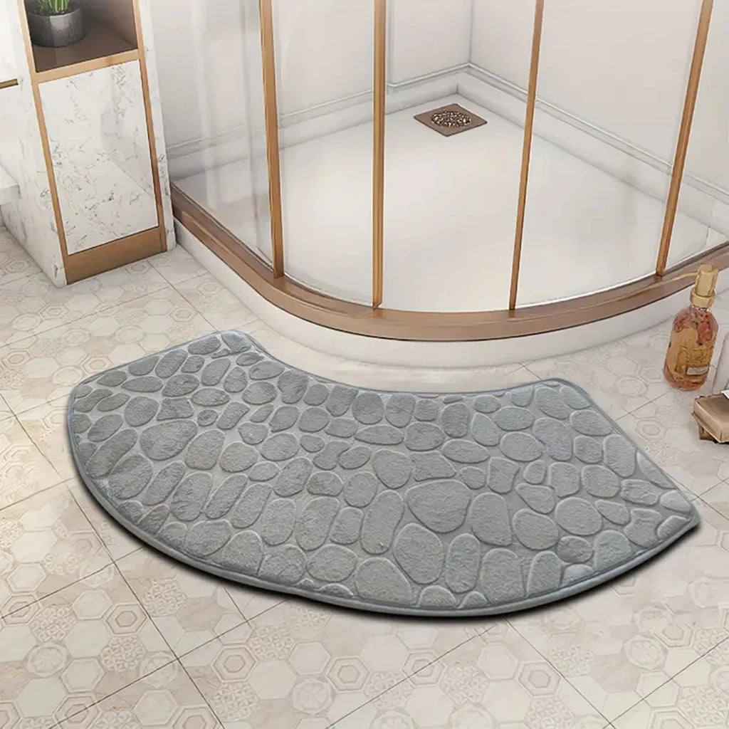 Curved Thickened Bathroom Mat – Absorbent Non-Slip Shower & Toilet Floor Mat