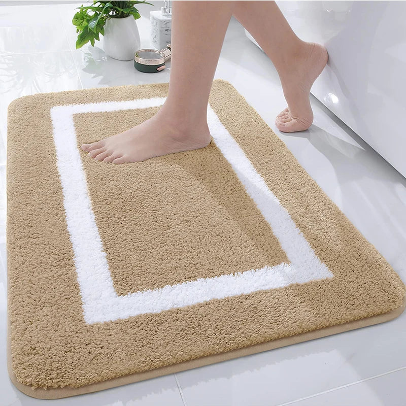 Absorbent Microfiber Bath Mat, Soft Plush Non-Slip Bathroom Rug, Thick Floor Mat for Shower, Toilet & Bedroom