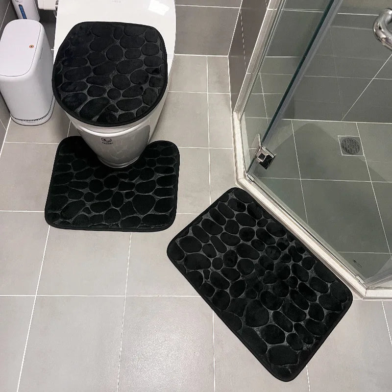 3-Piece Microfiber Bathroom Mat Set Non-Slip Absorbent Floor Rugs Soft and Comfortable