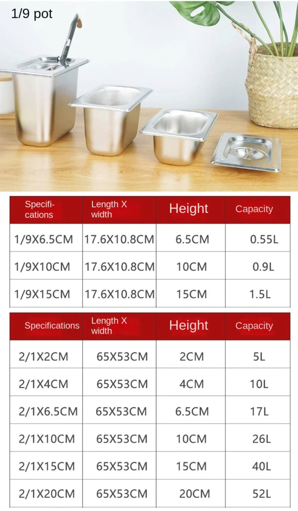 304 Stainless Steel Food Storage Pan – Durable Buffet & Kitchen Use