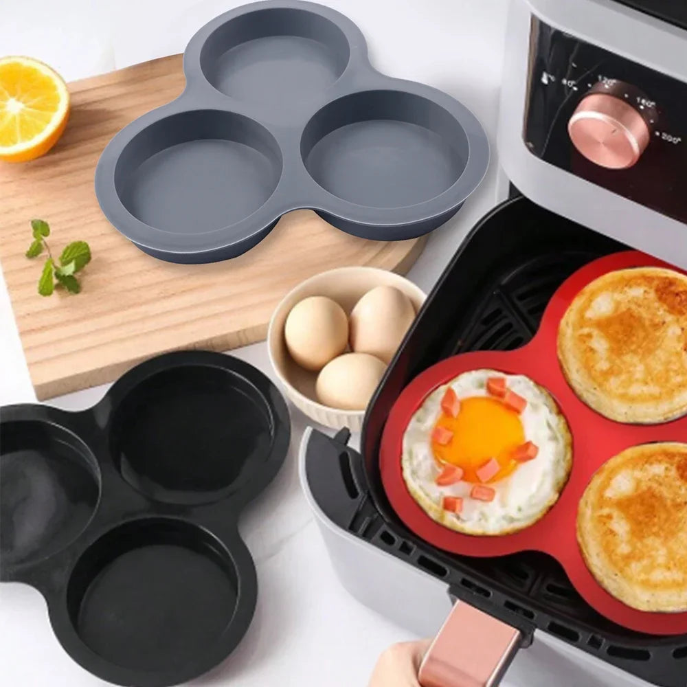 3-Hole Silicone Muffin & Egg Mold – Heat Resistant Bakeware