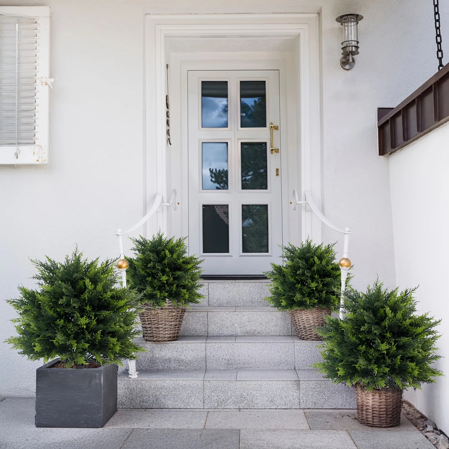 2pcs Outdoor Artificial Spherical Pine Trees with Stakes