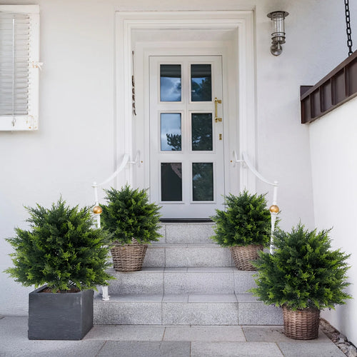2pcs Outdoor Artificial Spherical Pine Trees with Stakes