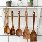 Natural Teak Wooden Kitchen Spoon & Spatula Set – Complete Cooking Tools