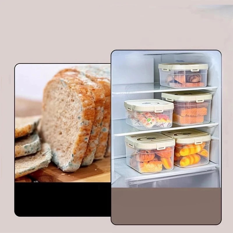 WORTHBUY Food Grade Airtight Bread Box with Handle – Transparent Plastic