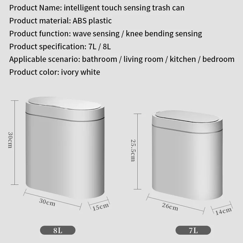 7L Smart Sensor Trash Can Automatic Touchless Household Kitchen & Bathroom Waterproof Bin