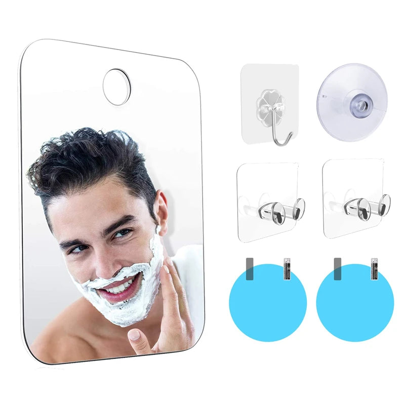 Acrylic Shower Mirror for Shaving & Makeup – Portable Bathroom Travel Mirror