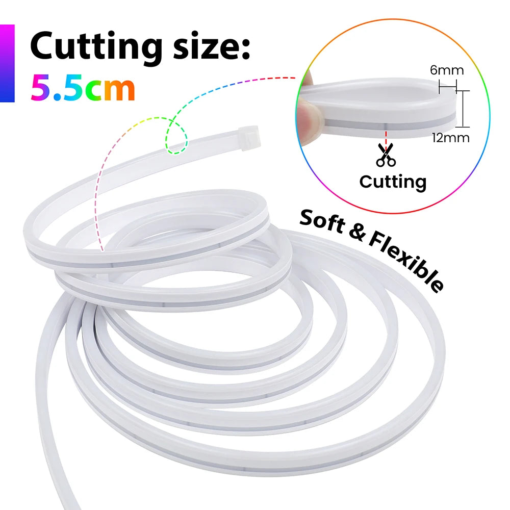 RGB LED Strip Light 108 LEDs/m 5V IP67 Waterproof Flexible Neon Lights