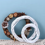 White Wicker Rattan Wreath Ornament Round Christmas Hanging Decor