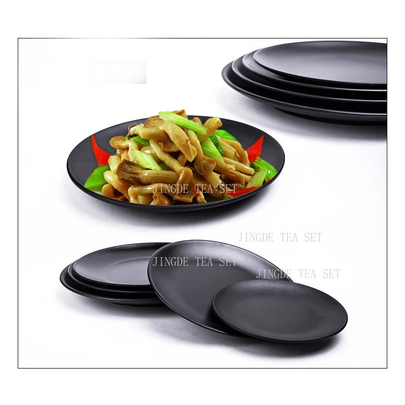 CERAMICS Round Plastic Plate – Solid Color Durable Tableware