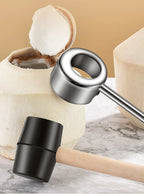 Coconut Opener Tool Set – Stainless Steel Coconut Cutter & Rubber Hammer, Safe & Easy to Use