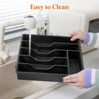 Plastic Flatware Storage Case – 6-Compartment Tableware Organizer
